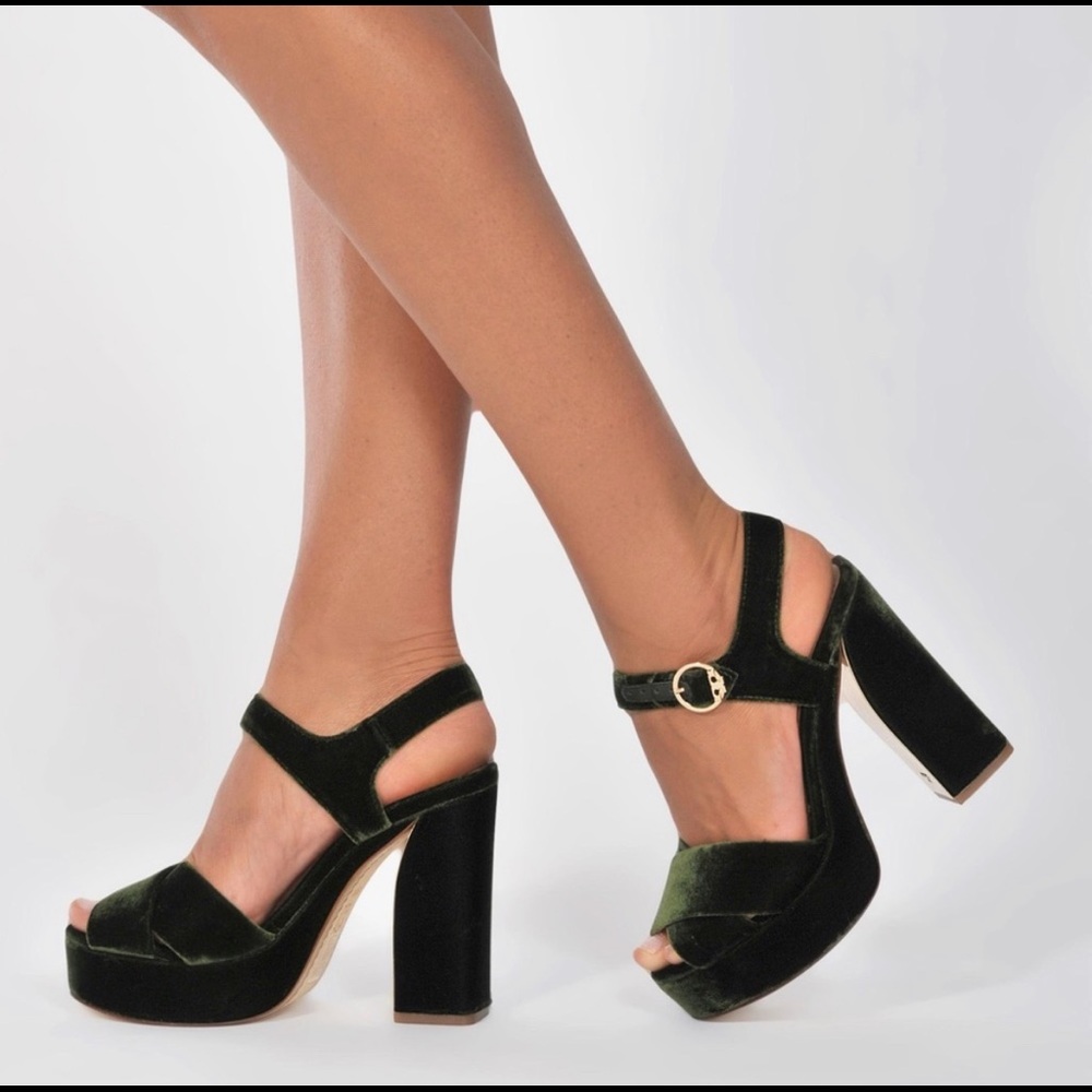 Tory Burch Loretta Green Velvet Platform High-heels